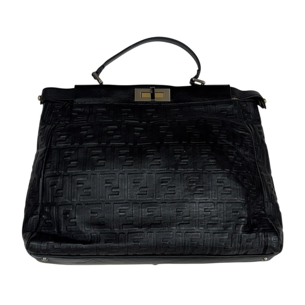 Fendi Peekaboo Large Black Satchel Tote Leather Shoulder Hand Business Handle - Picture 2 of 16